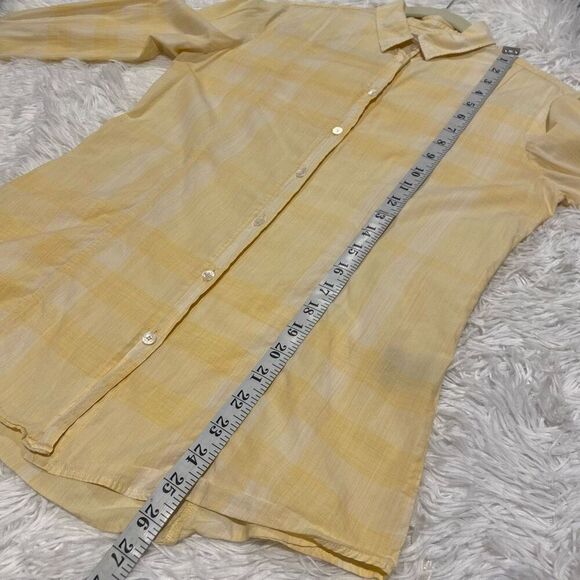 Burberry Brit Cotton Button Down Blouse in Yellow Plaid Small - Picture 4 of 6